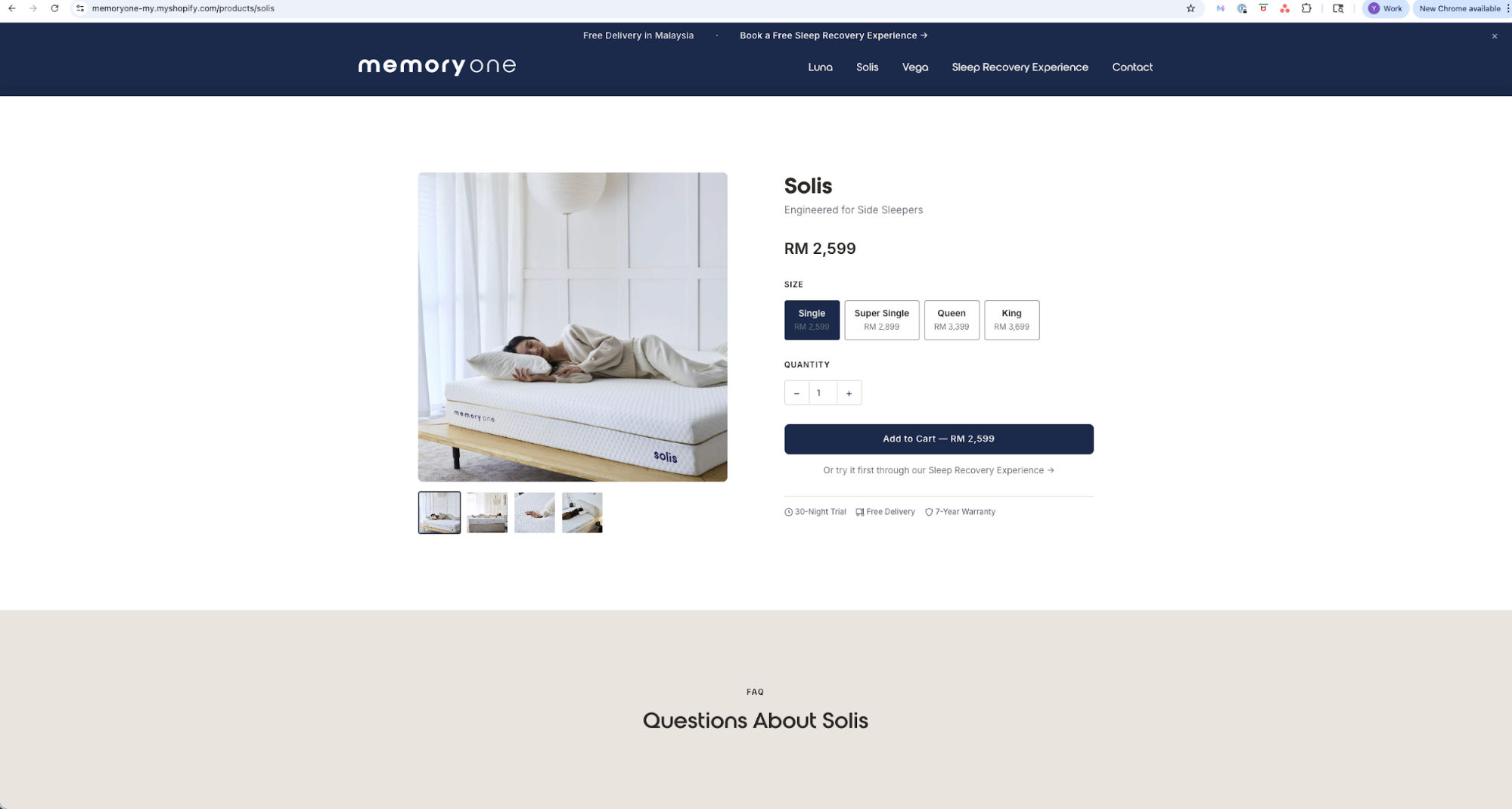 Original product add to cart reassurance screenshot