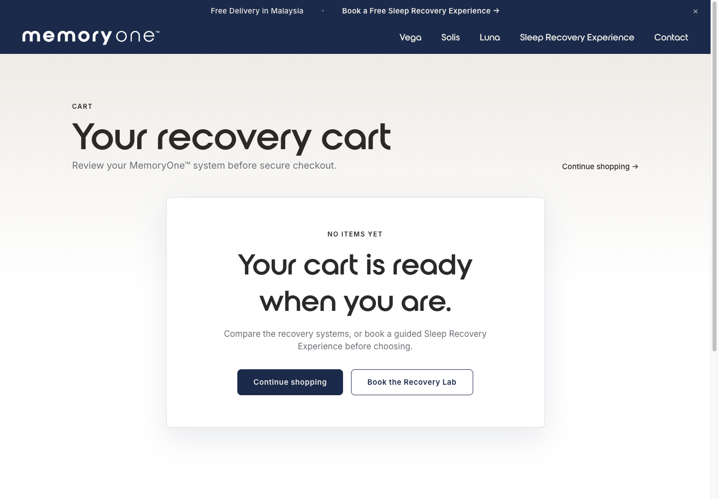 Cart page reassurance state for recovery systems