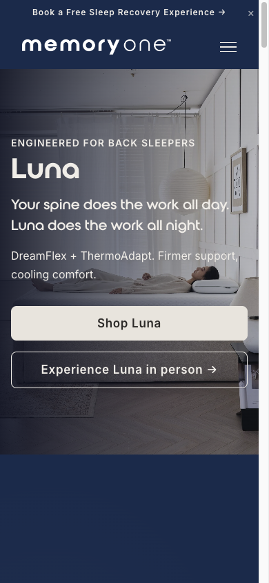 Current mobile Luna hero CTA evidence